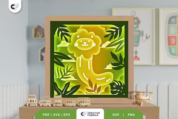 Alphabet Animal Letter L 3D Shadow Box: 3D SVG for Birthdays