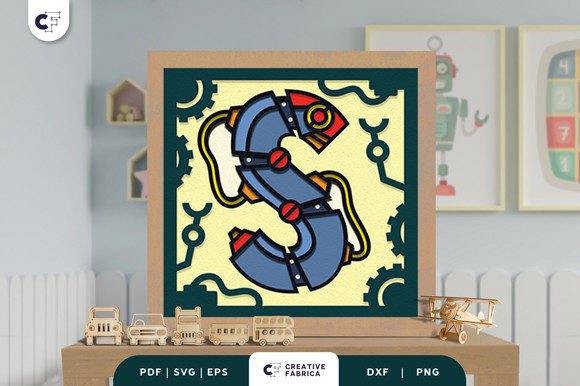 Alphabet Robot Letter S 3D SVG for Birthdays