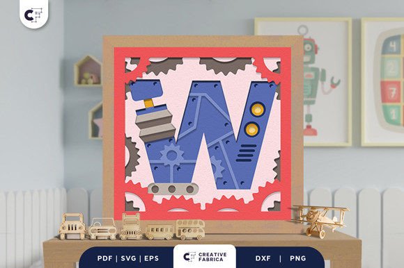 Alphabet Robot Letter W 3D SVG for Birthdays & Branding