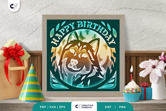 Birthday Husky 3D SVG for Dogs & Crafts