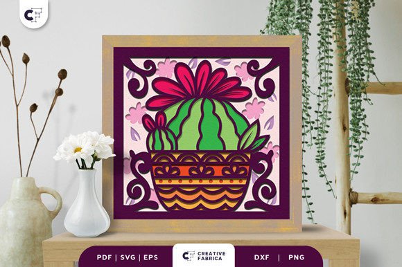 Cacti in a Pot 3D SVG for Succulent Crafts