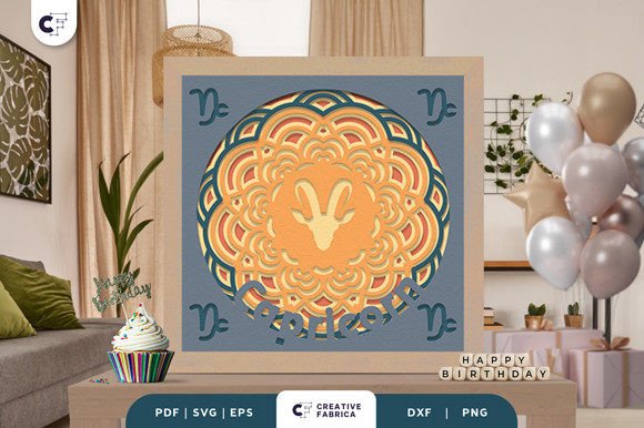 Capricorn 3D SVG for Birthdays