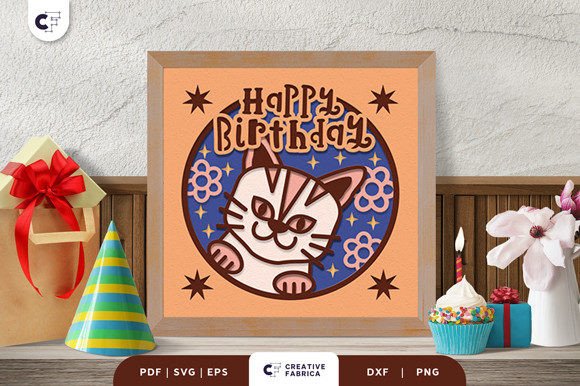 Cat Birthday Paw 3D SVG for Birthdays
