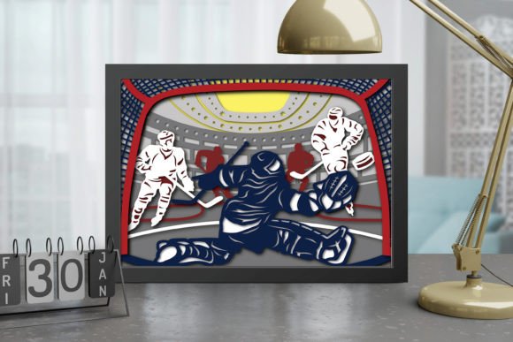 Hockey Shadow Box SVG Template: 3D SVG for Shadow Boxes