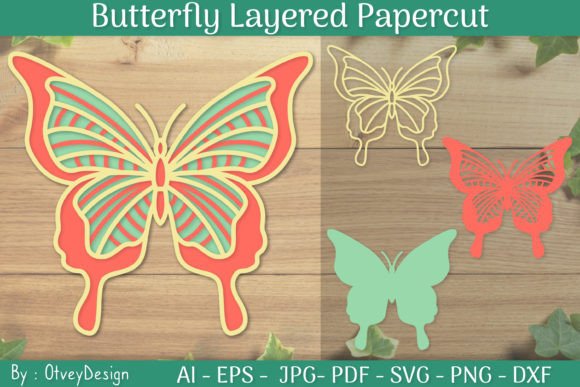 Layered Papercut Butterfly: 3D SVG Shapes for Crafts