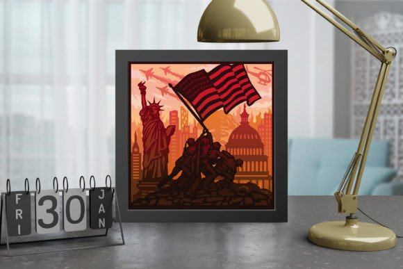 Marines Shadow Box 3D SVG for Independence Day Sales