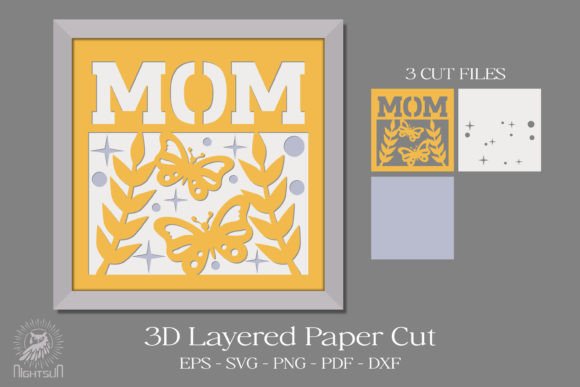 Mom 3D Paper Cutting SVG for Shadow Boxes & 3D SVG