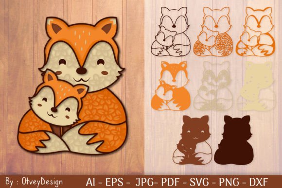 Mother and Baby Fox Mandala Papercut: A 3D SVG for Shapes