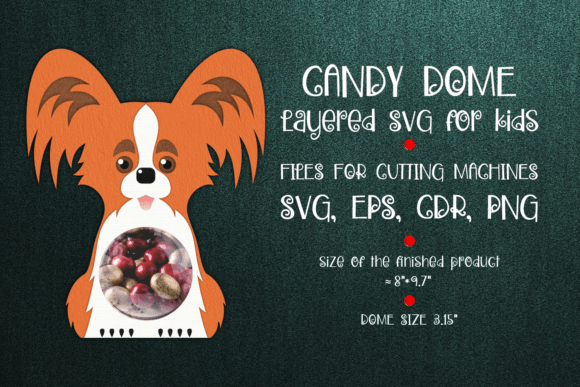 Papillon Dog Candy Dome Template: A 3D SVG for Shapes