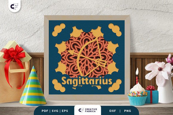 Sagittarius 3D SVG for Birthdays