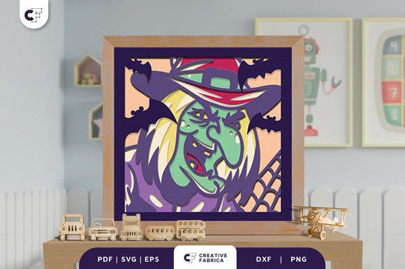 Scary Witch Face 3D Shadow Box SVG: Fantasy And Fairy Tales