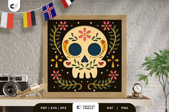 Sugar Skull 3D Light Box Papercut: A 3D SVG for Countries