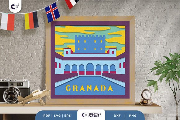 The Alhambra 3D Shadow Box SVG for Countries