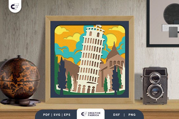 The Leaning Tower of Pisa 3D SVG for Countries